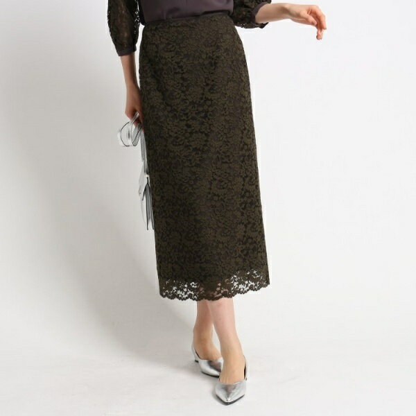 [S]【ハンドウォッシュ】サラサレースミモレスカート／インディヴィ（INDIVI）