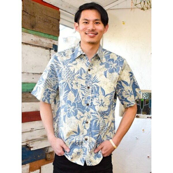 【Kahiko】TWO PALMS ガーデンMEN'Sアロハシャツ／チャイハネ（CAYHANE）
