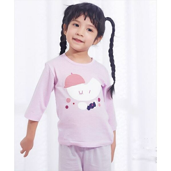 キッズ 薄手七分袖コットンパジャマ ルームウェア 2点セット／テディショップ(キッズ)（TeddyShop）