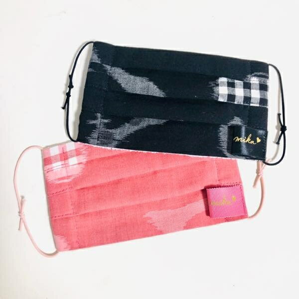 【Pinkymika】オリジナル絣生地マスク(久留米絣)(Mサイズ)／ロリィ（Lolii）のサムネイル