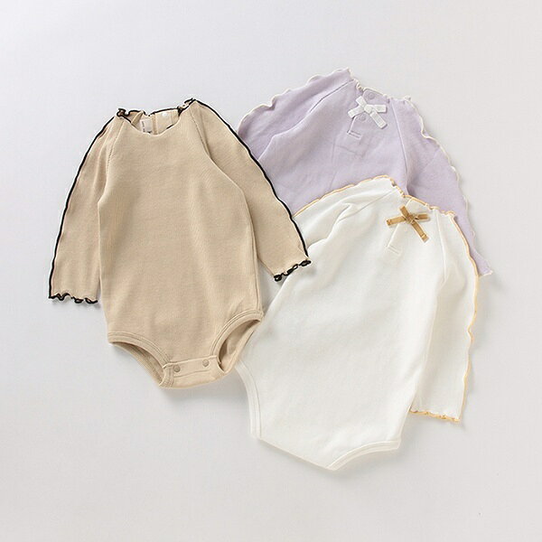 オーガニックコットン リボンつきメロウリブロンパース／プティマイン（petit main）のサムネイル