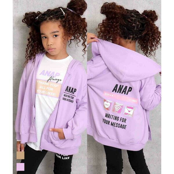 クリアワッペンポイントパーカー／アナップキッズ＆ガール（ANAP KIDS＆GiRL）