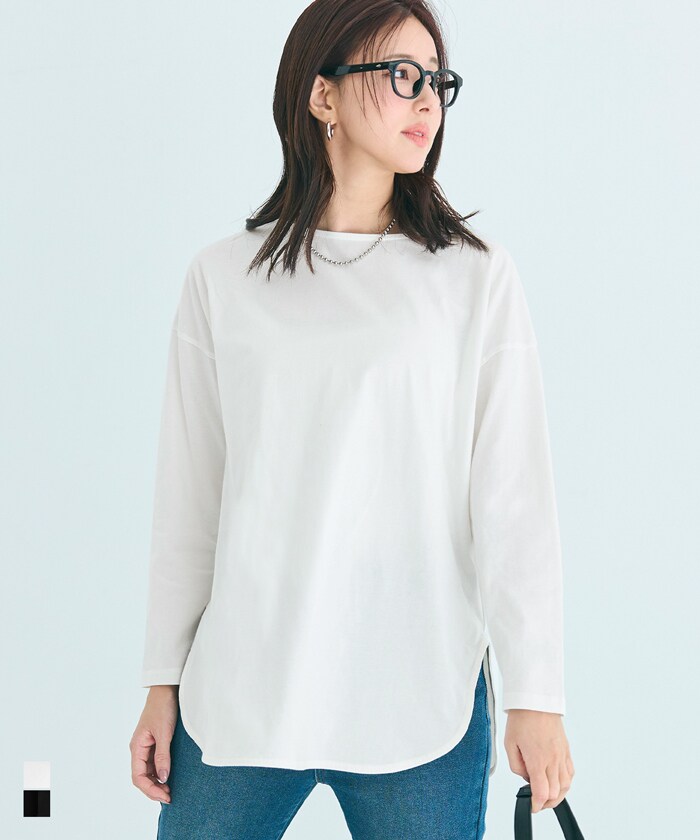 サイドスリット長袖Tシャツ 全4色／コカ（coca）