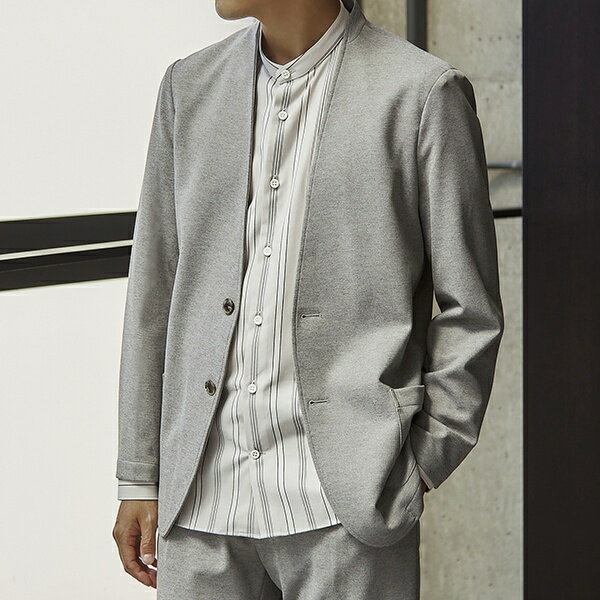 [WEB限定]ストレッチポンチノーカラーカーディガンジャケット／メンズメルローズ（MEN'S MELROSE）