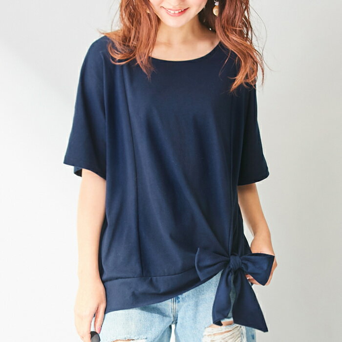 【5つの機能付】裾リボンデザインゆるTシャツ／ヴィオラエヴィオラ（viola e_viola）のサムネイル