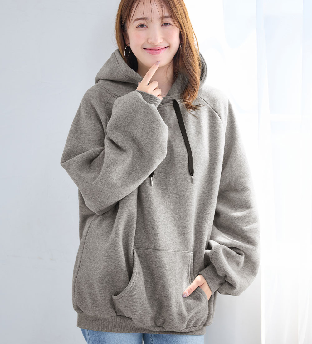 あったか裏起毛パフ袖ゆったりパーカー／アロッタ（alotta）