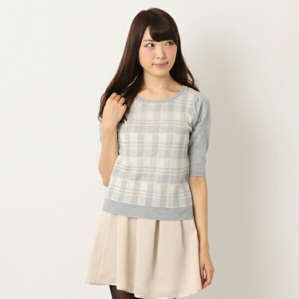 『Ray11月号掲載』オータムチェックガーリーニットプルオーバー／ロディスポット（LODISP...