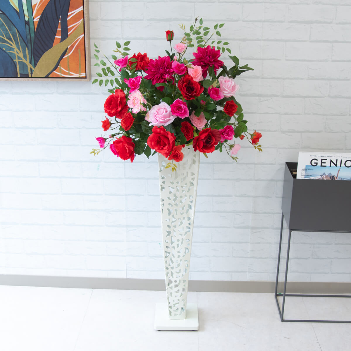 造花 スタンド アレンジ H約110cm 開店 開業 移転 祝い 装飾 フラワー 花 ギフト プレゼント アレンジ..