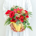 造花アレンジメントポット(ポインセチア/レッド) 高さ31cm /クリスマス装飾 フラワーアレンジメント テーブルプランター インテリアフラワー フェイク 卓上 おしゃれ 装飾 置き型 店舗装飾 店内装飾 (PAS141)