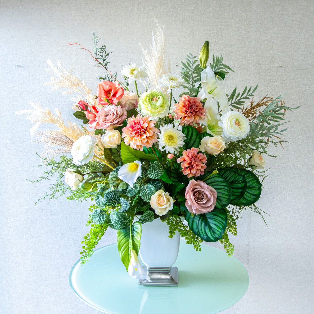 造花アレンジメント高さ80cm陶器...