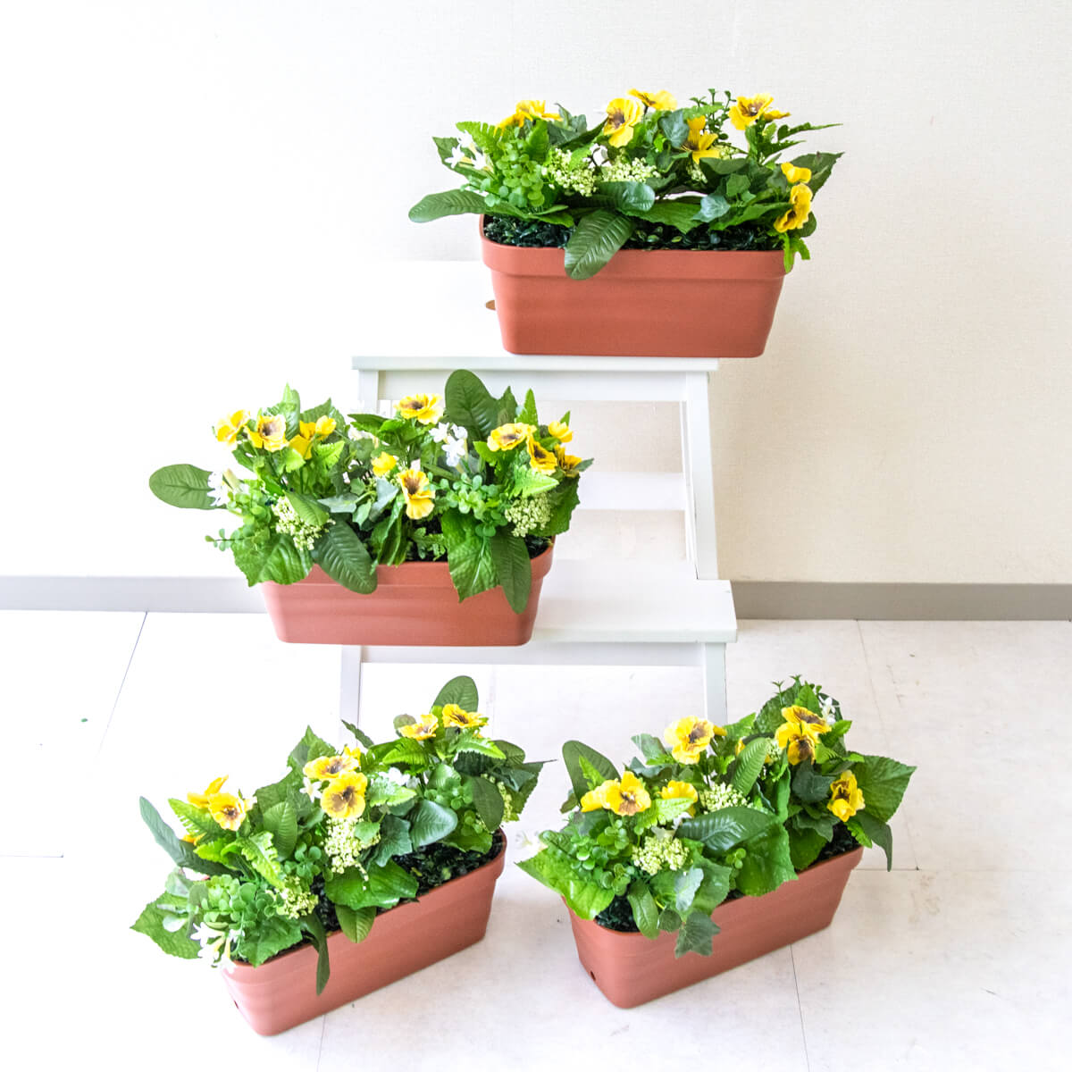 造花プランター フラワープランター フラワーアレンジメント フェイクグリーン 店舗装飾 ディスプレイ ..