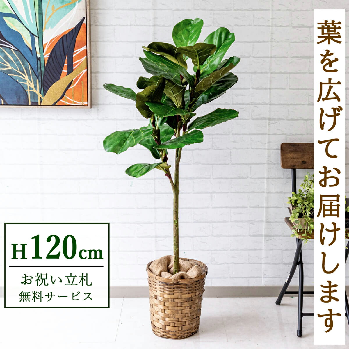 ★立札無料★【すぐ飾れる】 フェイクグリーン 人工観葉植物 カシワバ 120cm 鉢付き / 法人・開店祝い 店舗・オフィス装飾 空間演出 造花/PG168-S24