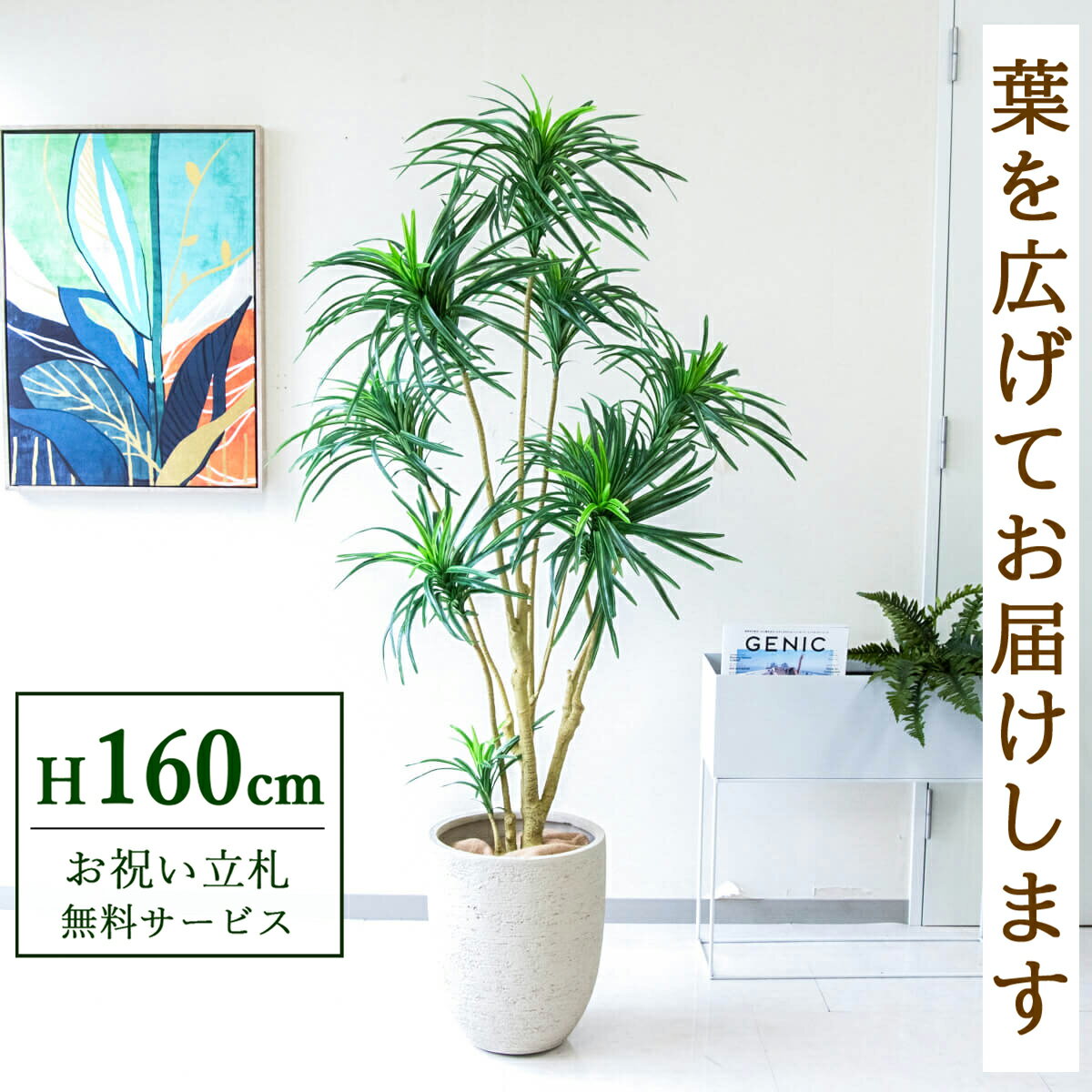 フェイクグリーン 観葉植物 人工観葉植物 ユッカツリー 160cm 鉢付き / 立札無料 送料無料 法人・開店祝い 店舗・オフィス装飾 空間演出 造花/PG271-SFO31IV