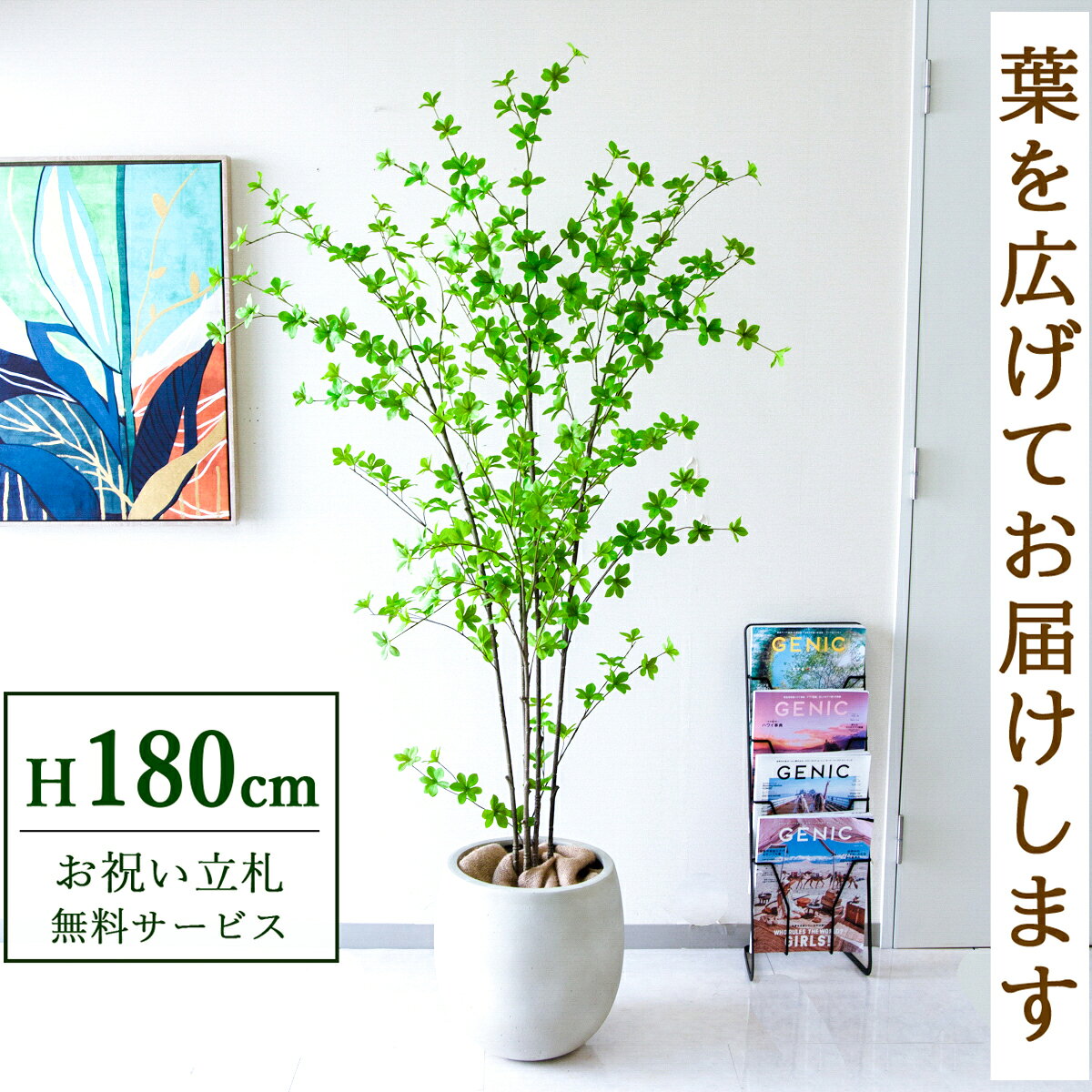 フェイクグリーン 観葉植物 人工観葉植物 ドウダンツツジ 大型 180cm 鉢付き / 立札無料 送料無料 法人・開店祝い 店舗・オフィス装飾 空間演出 造花/PG291-BAL35IV
