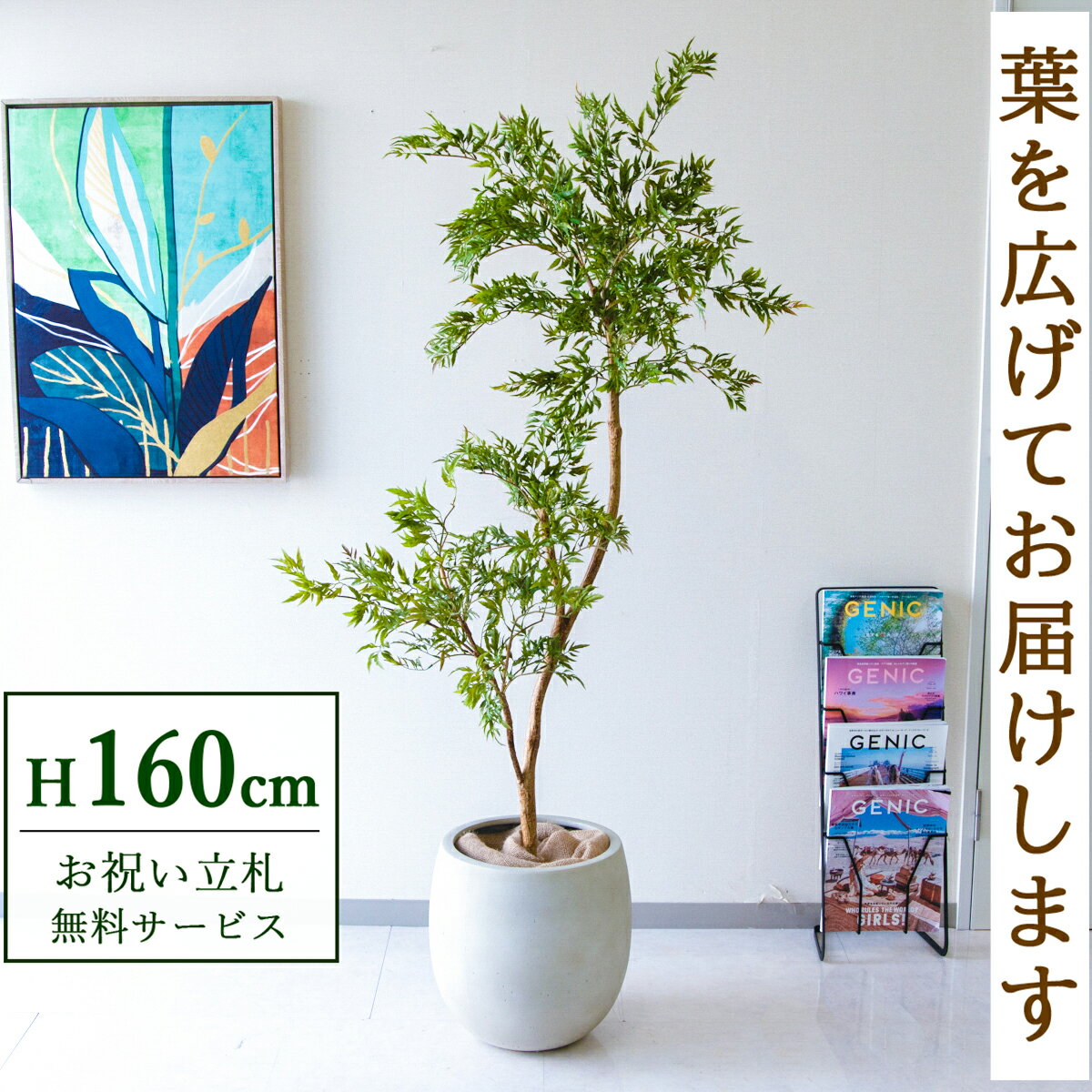 Rakuten - フェイクグリーン 観葉植物 人工観葉植物 ポリシャス 160cm 鉢付き / 立札無料 送料無料 法人・開店祝い 店舗・オフィス装飾 空間演出 造花/PG292-BAL35IV