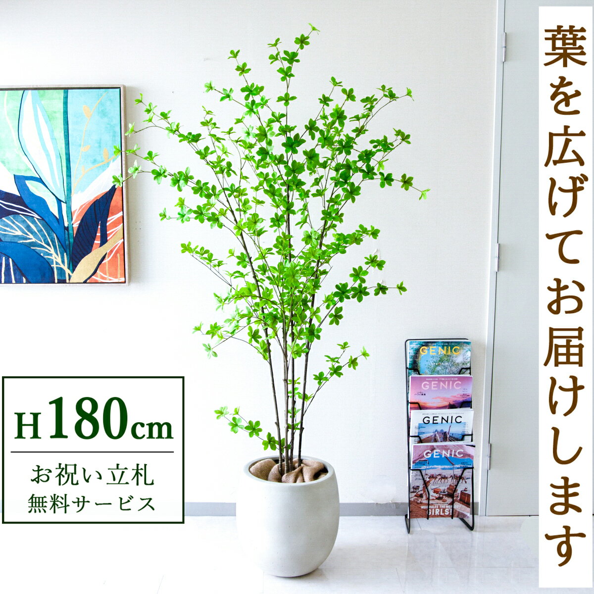 ★立札無料★【すぐ飾れる】 フェイクグリーン 人工観葉植物 ドウダンツツジ 180cm 大型 鉢付き / 法人・..