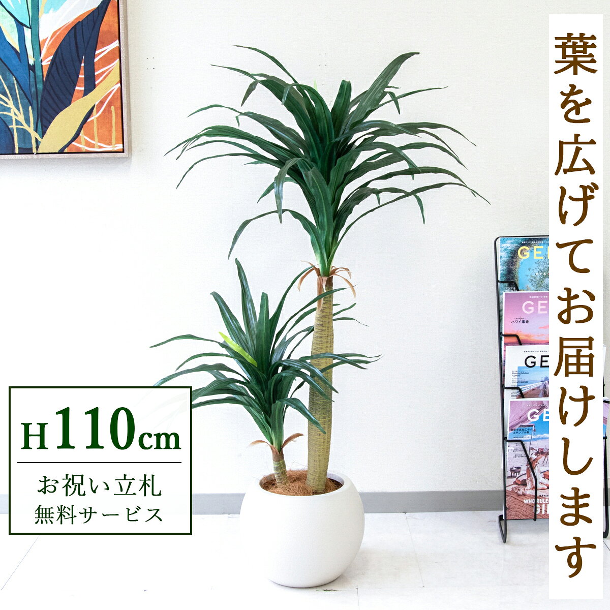 Rakuten - フェイクグリーン 観葉植物 人工観葉植物 ドラセナコンシナ 110cm 鉢付き / 立札無料 送料無料 法人・開店祝い 店舗・オフィス装飾 空間演出 造花/PG014-ROM27IV