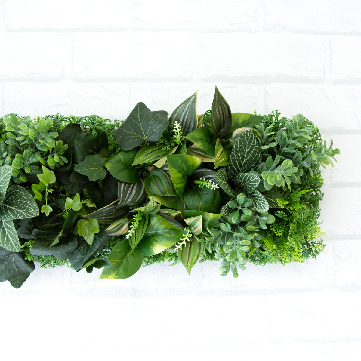 造花壁面緑化ボード【施工業者様向け】60cm×15cm 軽量合板ベース / 組み合わせ方は自由！！ グリーンパネル ウォールグリーン フェイク 壁掛け 人工観葉 内装 店内 店舗 装飾 ディスプレイ インテリア 施設/PH160(ウォーターリーフベース×デザイン)