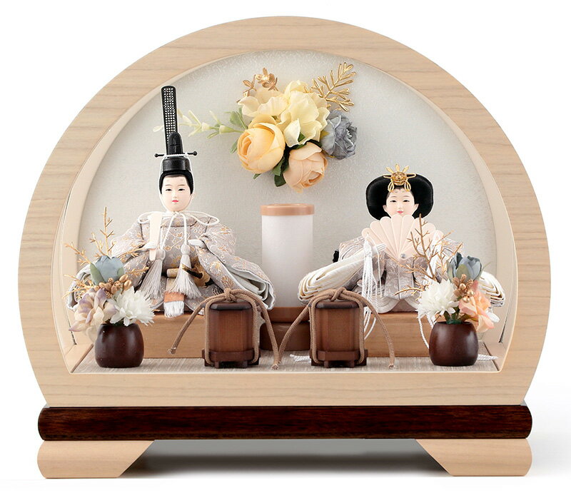 雛人形 コンパクト ひな人形 ケース飾り 親王飾り 木製ラウンドケース 【2026年度新作】【選べる2種類】 h083-aaa-mr3-1