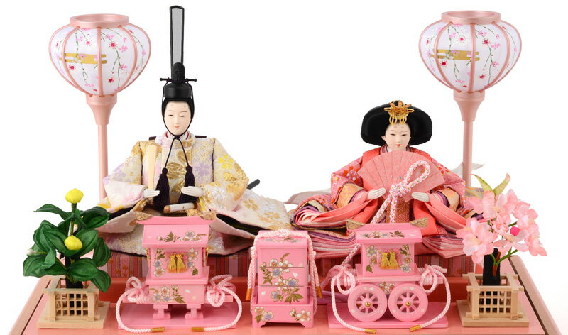 雛人形 コンパクト ケース飾り 御雛 芥子 木製道具 ピンク オルゴール付 h283-ts-a9-p ケース飾り コンパクト 親王飾り かわいい 小さい お雛様 おしゃれ
