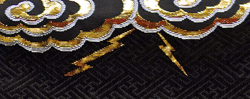 招福 京都西陣 金襴織 雷鳴(小)スタンド付 金刺繍 生年月日 名入代込