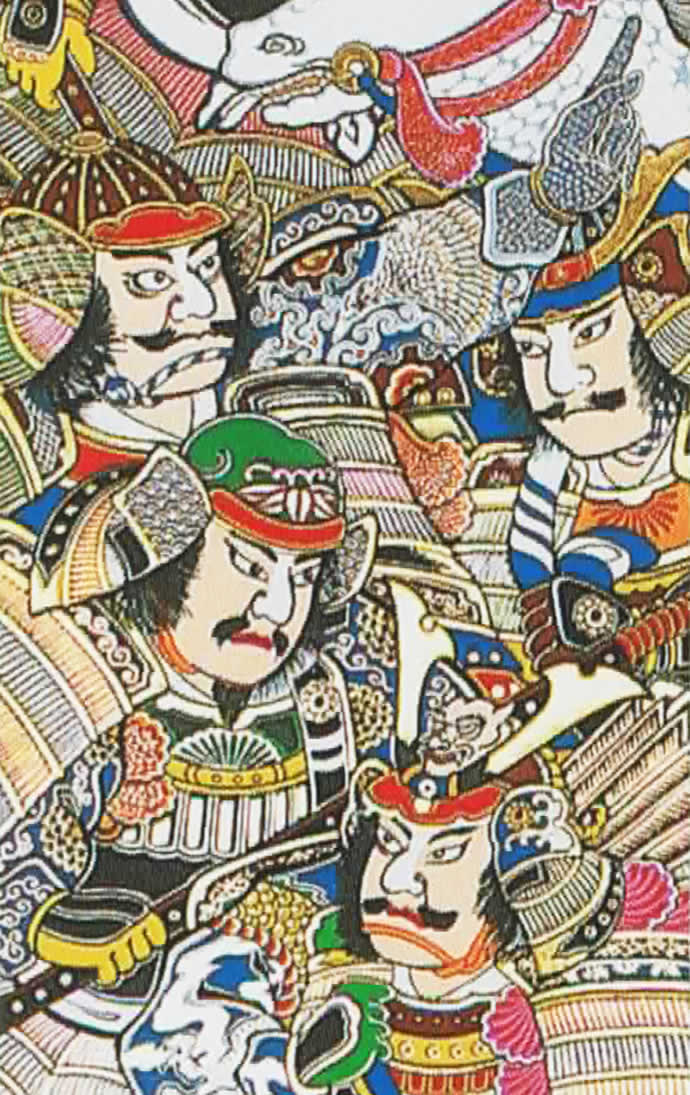 武者絵のぼり 大畑 武者幟 太閤七人衆 7.2m 金箔入 綾織 家紋 武者絵のぼり 大畑 武者幟 太閤七人衆 7.2m 金箔入 綾織 家紋