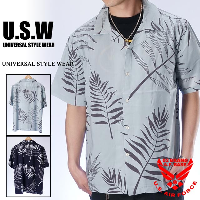 楽天02BRAND ゼロツーブランドユニバーサルスタイルウェア リーフ柄 アロハシャツ UNIVERSAL STYLE WEAR 682516