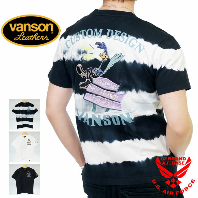 アウトレットセール!!バンソン ルーニーテューンズコラボ ロードランナー 刺繍 半袖Tシャツ メンズ 新作2022年モデル VANSON Looney Tunes ltv-2206