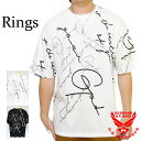 アウトレット リングス スクリプト レタリングプリント ルーズサイズ 半袖Tシャツ メンズ 新作2022年モデル RINGS 122059