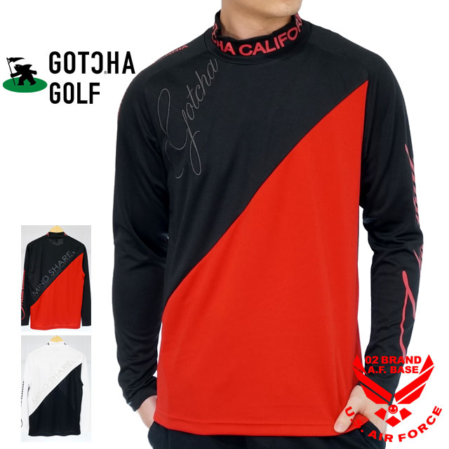 アウトレット!!ガッチャゴルフ バイカラー ストレッチ ハイネック ドライ メッシュ長袖Tシャツ ロンT メンズ 新作2023年モデル GOTCHA GOLF 231gg1101