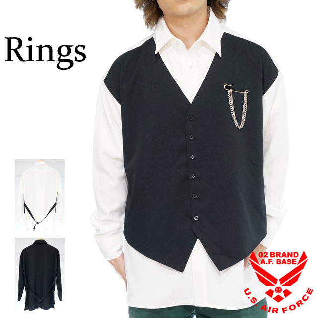 Rakuten - アウトレット!!リングス ジレレイヤード ルーズサイズ 長袖 デザイン シャツ メンズ 新作2023-2024年モデル RINGS 133305