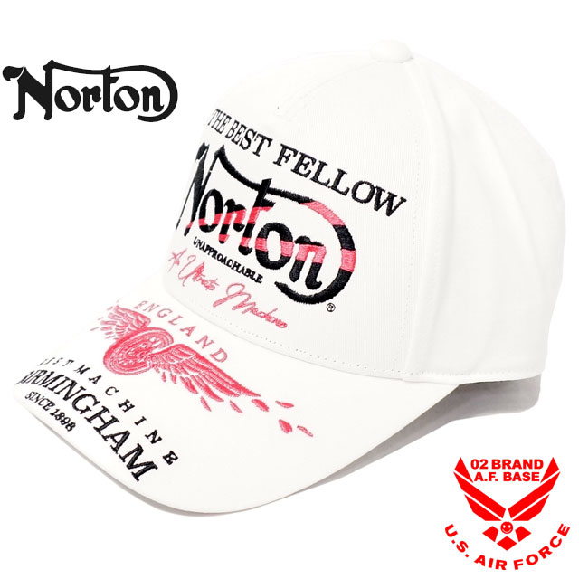 ノートン サクラ柄フライングホイール ロゴ刺繍 ツイル キャップ 帽子 メンズ 新作2024年モデル NORTON 242nn8702