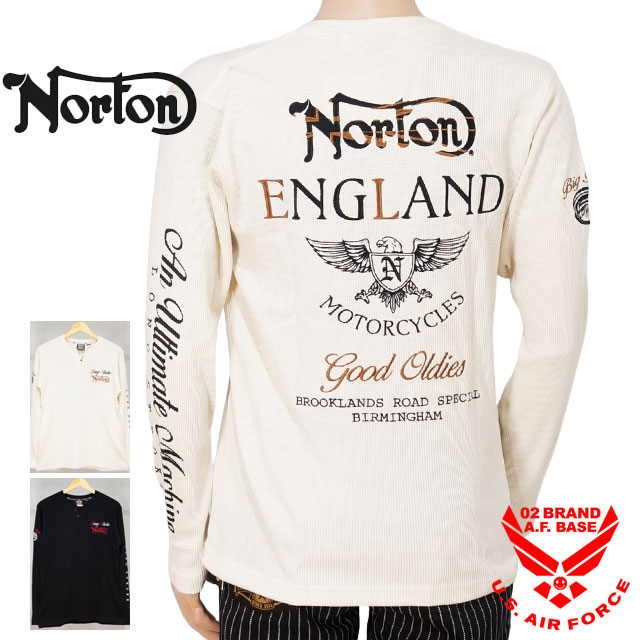 ノートン ロゴ刺繍 サーマル ヘンリーネック 長袖Tシャツ ロンTee メンズ 新作2024-2025年モデル NORTON 243n1101