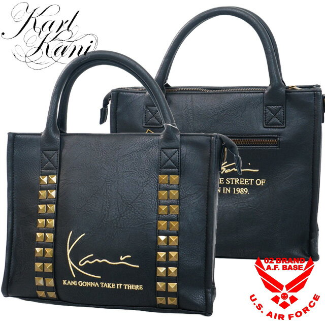 カールカナイゴルフ ゴールドロゴ刺繍 スクエアースタッズ PUトートバッグ ユニセックス 新作202 ...