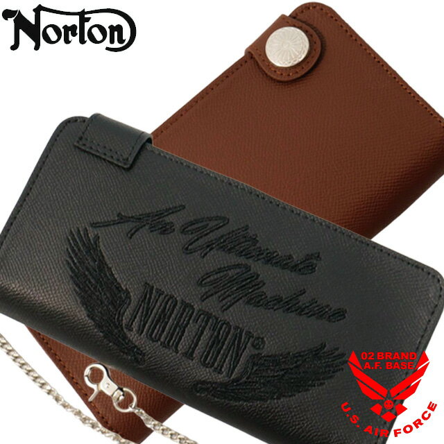 Rakuten - ノートン チェーン付 フェザー刺繍 本革 ロングウォレット 財布 メンズ 新作2026年モデル NORTON 261n8200