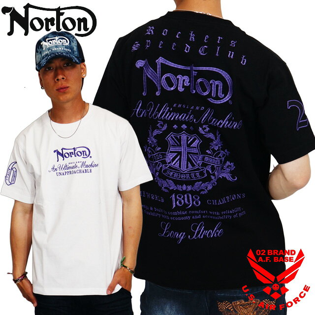 Rakuten - ノートン パープルメタルロゴ 刺繍 半袖Tシャツ メンズ 新作2026年モデル NORTON 262n1010