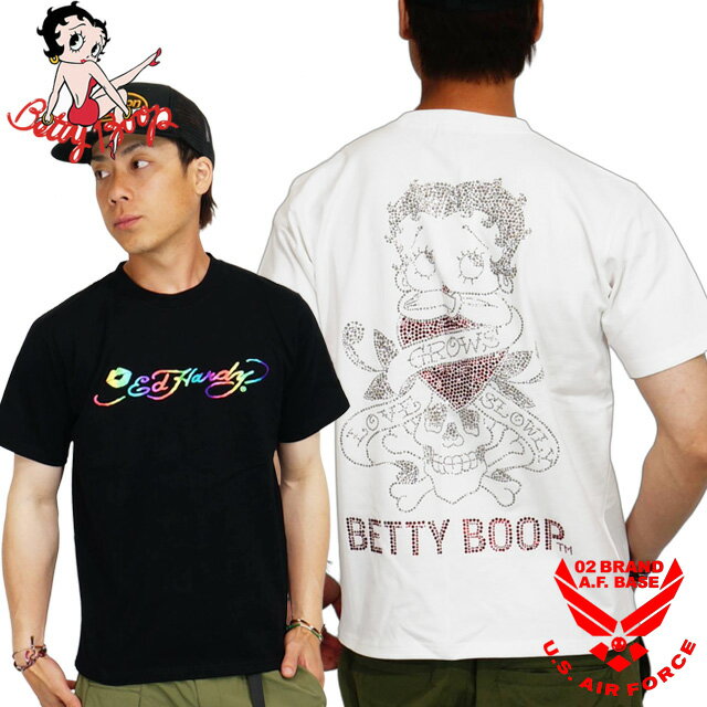 Rakuten - ベティブープ エド・ハーディーコラボ ラインストーン ハートスカルベティー 半袖Tシャツ ユニセックス 新作2026年モデル BETTY BOOP Ed Hardy bed-2603