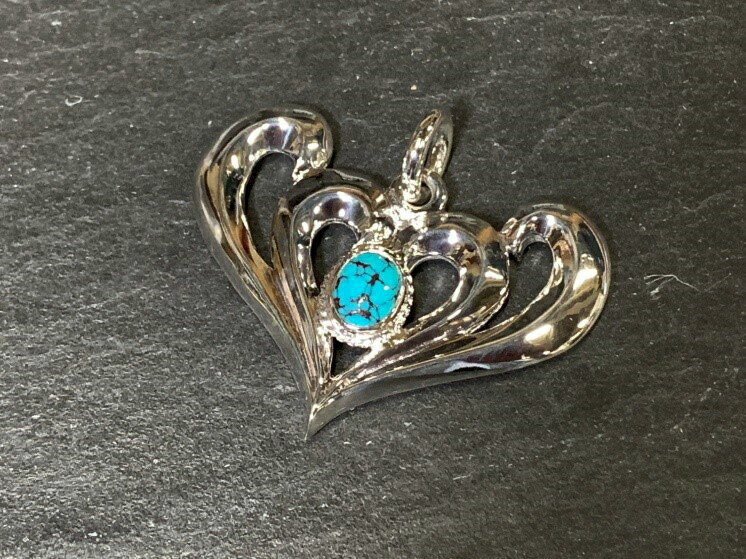 ポイント2倍!!ファーストアローズ ターコイズ付アラベスクハート XLサイズ ペンダントトップ FIRST ARR..