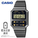 【ラッピング無料】CASIO カシオ A100WEGG-1A2 エイリアン 復刻版 腕時計 スタンダード デジタル ガンメタル ブラック ゴールド ユニセックス 時計 メンズ レディース キッズ 男性 女性 ビジネスウォッチ レトロ ステンレス ブレスレット 復刻モデル その1