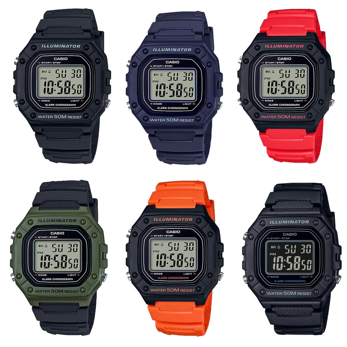 楽天038net【ラッピング無料】CASIO カシオ ユニセックス スクエア デジタル W218 チープカシオ シンプルでオシャレ 薄い 軽い 簡単操作 腕時計 メンズ レディース キッズ 男性 女性 子供 中学生 高校生 チプカシ プチプラ ギフト プレゼント 薄型 軽量 防水 四角形