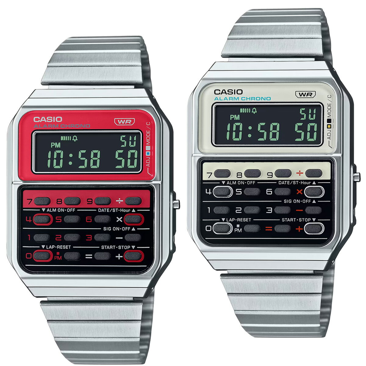 CASIO CLASSIC カシオ クラシック カリキュレーター CA-500WE レッド ホワイト デジタルウォッチ ユニセックス データバンク DATABANK 電卓 計算機 男性 女性 メンズ レディース 腕時計 時計 でんクロ CQ-1 復刻デザイン レトロポップ