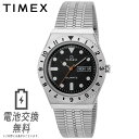 タイメックス 腕時計（メンズ） 【ラッピング無料】Q TIMEX タイメックス キュー 1979 REISSUE TW2V00100 ダイバースタイル ブラック 黒 時計 復刻モデル 曜日 日付 カレンダー アナログ ステンレス メンズ 男性 ボーイズサイズ ユニセックス 腕時計 アンティーク レトロ