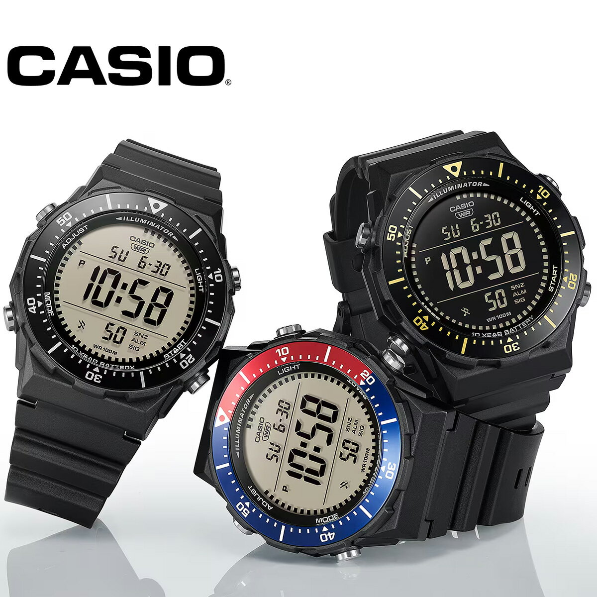 【ワイド液晶＆回転ベゼル】 CASIO カシオ スタンダードデジタル AE-1700H STANDARD DIGITAL 10気圧防水 シンプル 簡単操作 アラーム タイマー ストップウォッチ バックライト メンズ 腕時計 男性用 中学生 高校生 シニア