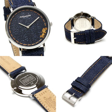 【電池交換無料チケット配布中!!】COACH DENIM Perry 14503305 レディースウォッチ 36mm コーチ デニム ペリー アナログ 女性用腕時計 レザーベルト カジュアル ファッション シンプル 防水 軽量 薄型 ボーイズサイズ　馬車【あす楽】【即納】