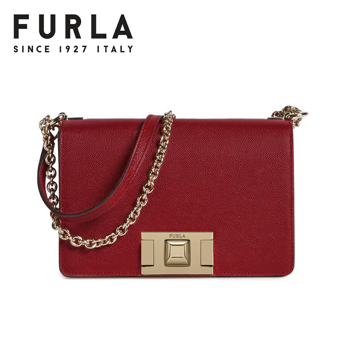 フルラ 可愛いショルダーバッグ レディース 【未使用・アウトレット・訳あり】フルラ バッグ FURLA レッド チェーンショルダー MIMI' ミミ クロスボディ ショルダーバッグ クロスバッグ ポシェット スクエア 四角 レディース ゴールド 小さめ BVD6NMB-Q26000-1007-CGQ00 赤 金 パーティー 結婚式 クラッチ ホワイトデー