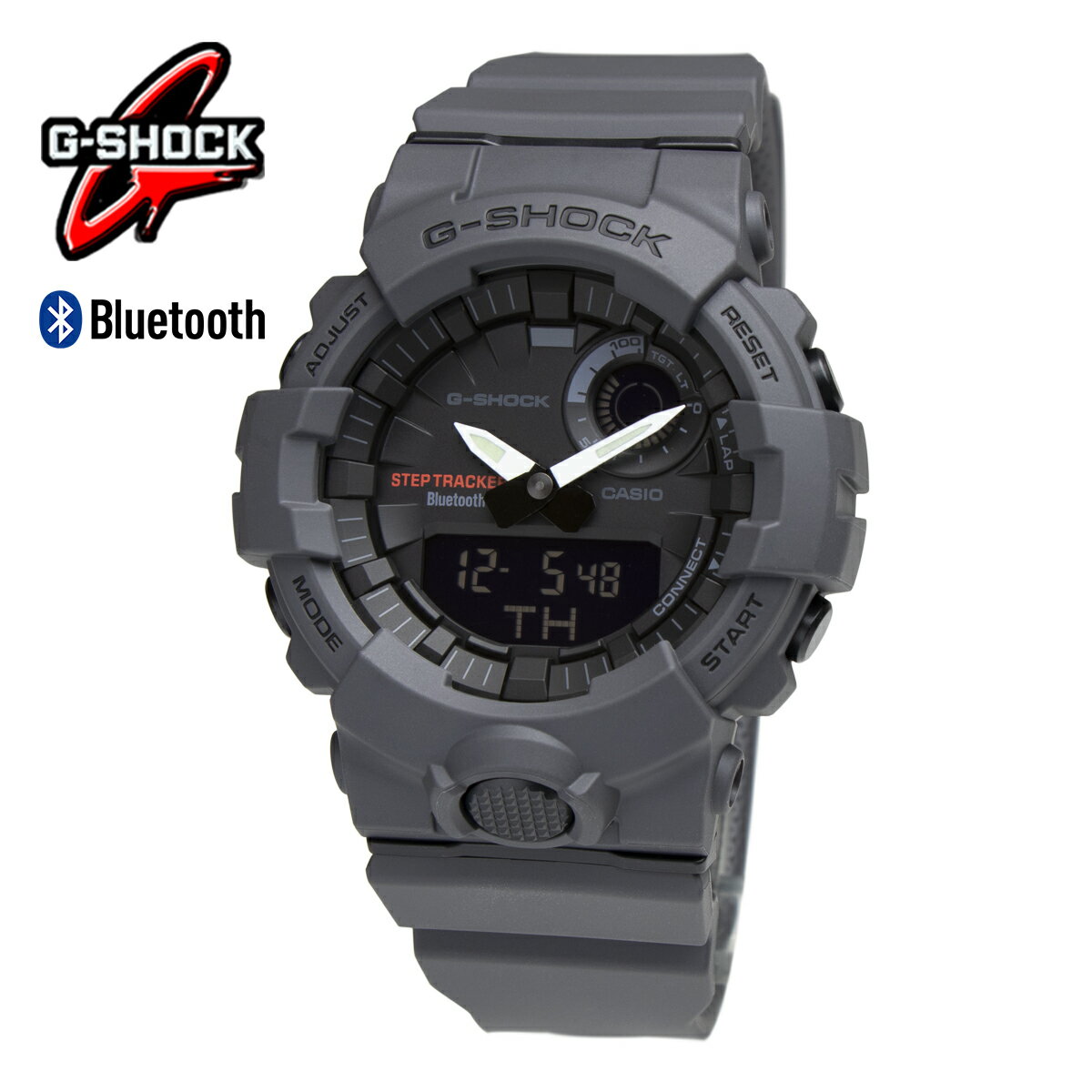 【ラッピング無料】G-SHOCK ジーショック CASIO カシオ スマートウォッチ Bluetooth ブルートゥース スマホリンク スマホ スマホ連動 アイフォン iPhone Android G-SQUAD ジースクアッド GBA-800-8A グレー 腕時計 メンズ ブラック ワークアウト トレーニング エクササイズ