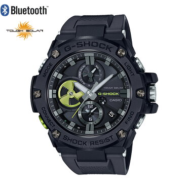 【ラッピング無料】G-SHOCK カシオ ジーショック スマートウォッチ G-STEEL ジースチール メタル GST-B100B-1A3 Bluetooth ブルートゥース ソーラー ブラック 黒 ライムイエロー アナログ クロノグラフ スマホリンク スマホ スマホ連動 iPhone Android【父の日ギフト】