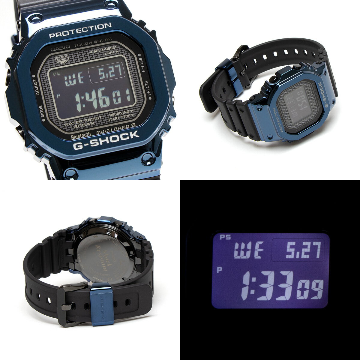 【ラッピング無料】CASIO G-SHOCK ORIGIN カシオ ジーショック スマートウォッチ 電波 ソーラー GMW-B5000G-2 タフソーラー マルチバンド6 ブルー Bluetooth ブルートゥース スマホリンク スマホ連動 iPhone Android メンズ 腕時計 スマートフォン メタル【父の日】