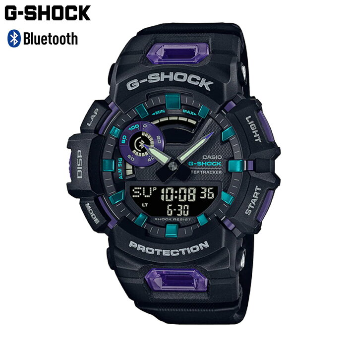 【G-SHOCK MOVE】アプリ対応 スマホ着信通知 G-SHOCK ジーショック CASIO カシオ スマートウォッチ Bluetooth ブルートゥース スマホ連動 スマホリンク G-SQUAD ジースクアッド GBA-900-1A6 ブラック パープル ワークアウト トレーニング エクササイズ