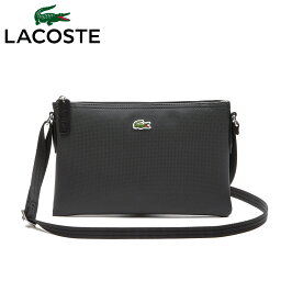 ラコステ サコッシュ メンズ 【ラッピング無料】LACOSTE ラコステ ショルダー クロスボディ バッグ フラット クロスバッグ NF1887PO マチ無し 斜め掛け ワニ L.12.12 ワンポイント スモール ファスナー ブラック 黒色 軽量 ななめがけ ポシェット サコッシュ ミニ アクセサリーポーチ